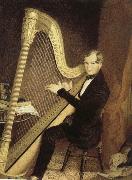 unknow artist an early 19th century pedal harp player France oil painting artist